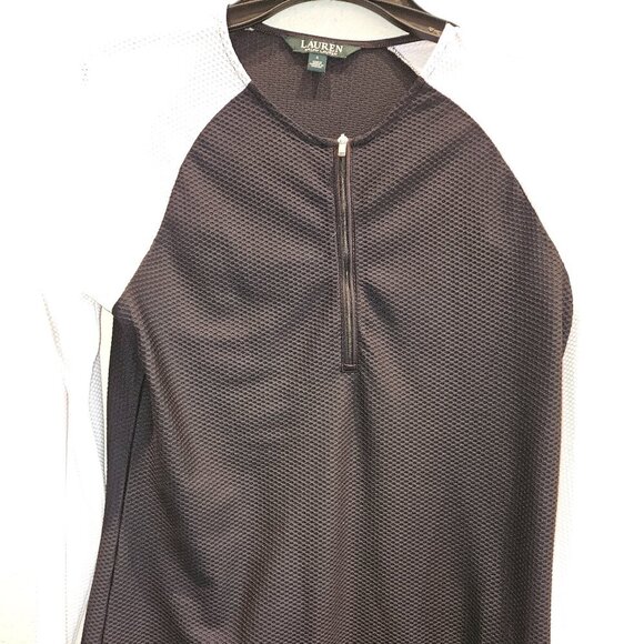 Minamalist Black Waffle Knit Thermal Ralph Lauren Quarter zip Stretch Logo Top L - Picture 3 of 4